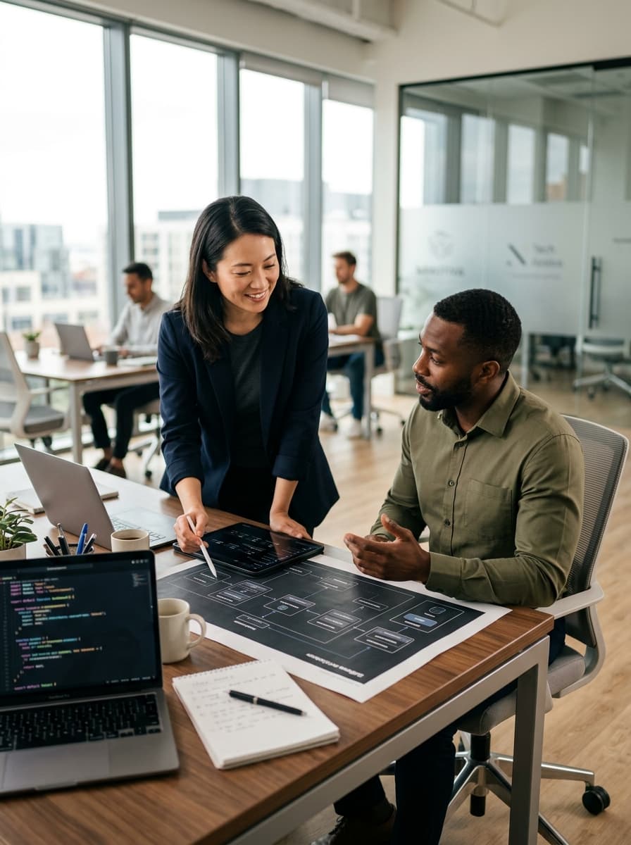 LuneCode team collaborating on a project