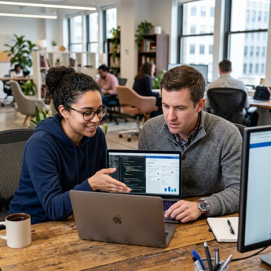 Engineer and Manager Collaborating